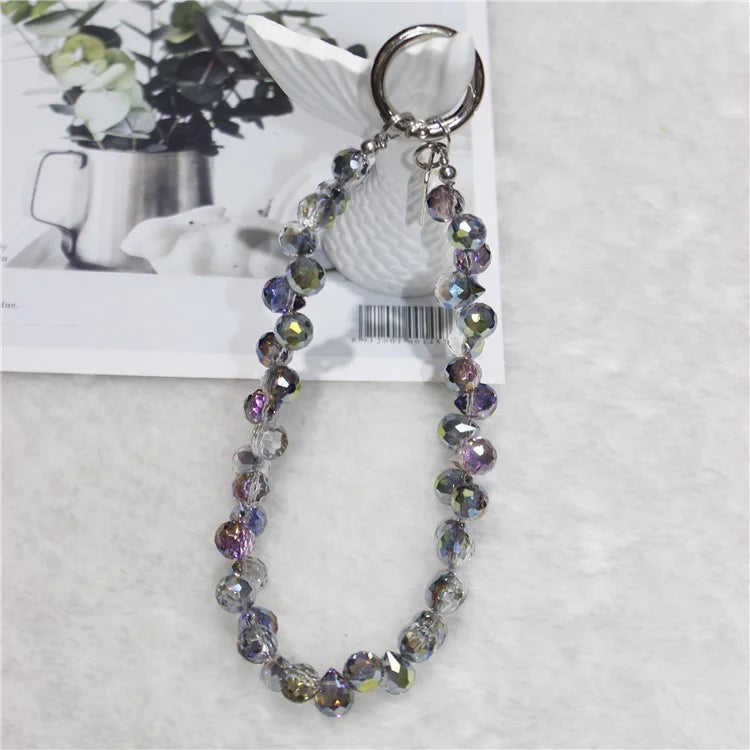 Cell Phone Lanyard 26cm Colorful Crystal Charm Phone Chain Wrist Strap