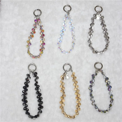 Cell Phone Lanyard 26cm Colorful Crystal Charm Phone Chain Wrist Strap