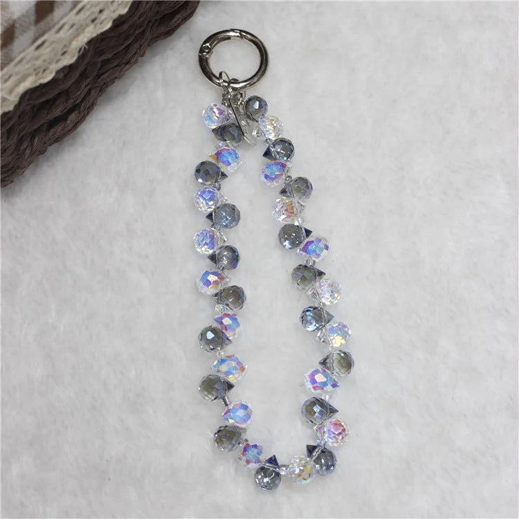 Cell Phone Lanyard 26cm Colorful Crystal Charm Phone Chain Wrist Strap