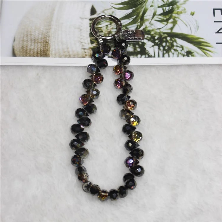 Cell Phone Lanyard 26cm Colorful Crystal Charm Phone Chain Wrist Strap