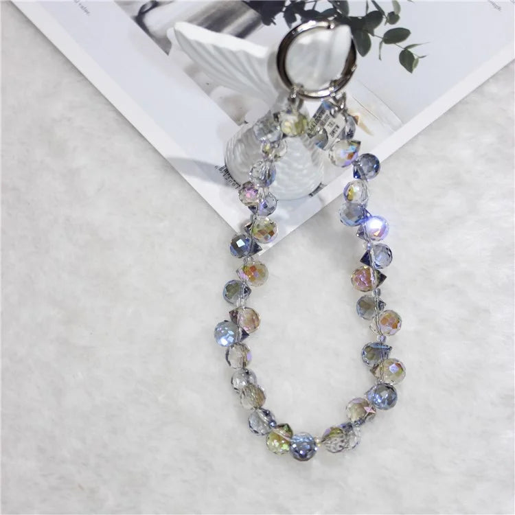 Cell Phone Lanyard 26cm Colorful Crystal Charm Phone Chain Wrist Strap