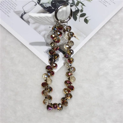 Cell Phone Lanyard 26cm Colorful Crystal Charm Phone Chain Wrist Strap