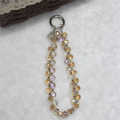 Cell Phone Lanyard 26cm Colorful Crystal Charm Phone Chain Wrist Strap