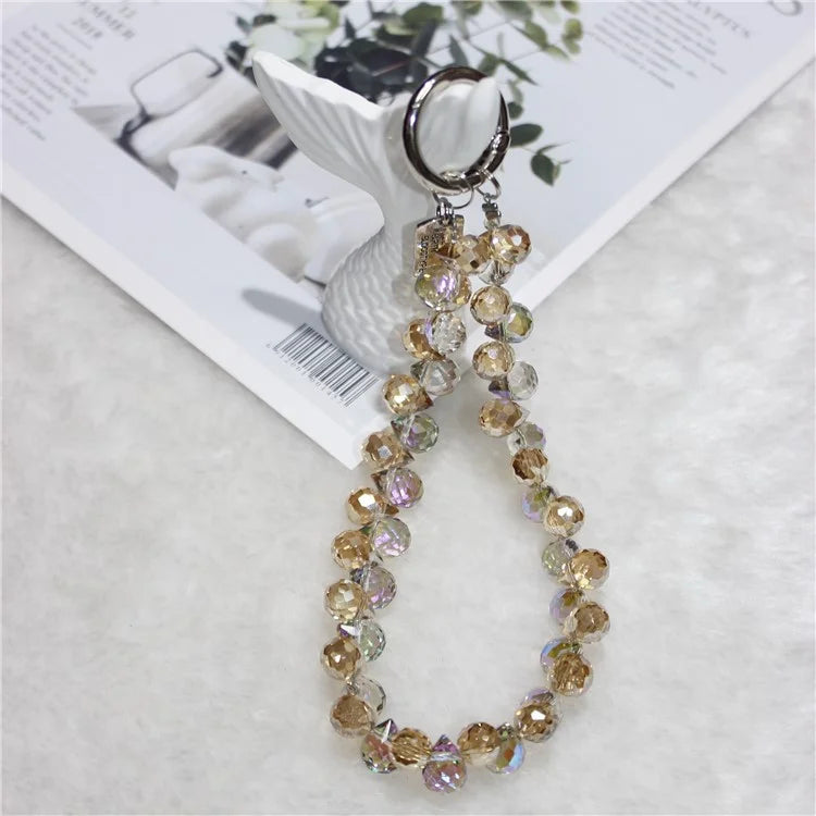 Cell Phone Lanyard 26cm Colorful Crystal Charm Phone Chain Wrist Strap