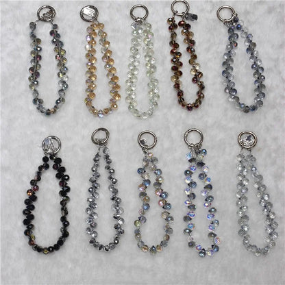Cell Phone Lanyard 26cm Colorful Crystal Charm Phone Chain Wrist Strap