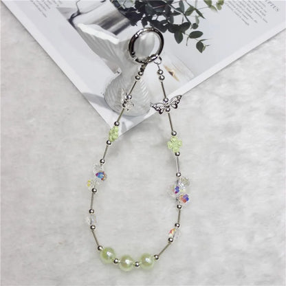 Cell Phone Lanyard 26cm Four Leaf Clover Sea Shell Beads Phone Chain Wrist Strap