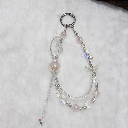 Cell Phone Lanyard 26cm Colorful Crystal Double Chain Phone Chain Wrist Strap