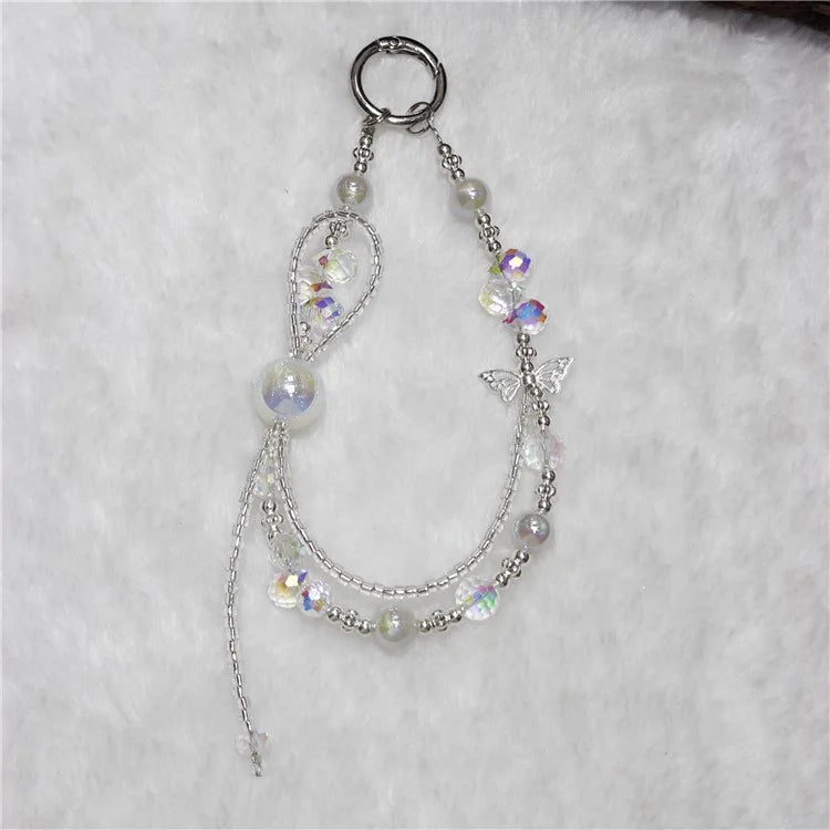Cell Phone Lanyard 26cm Colorful Crystal Double Chain Phone Chain Wrist Strap