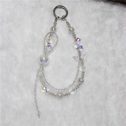 Cell Phone Lanyard 26cm Colorful Crystal Double Chain Phone Chain Wrist Strap