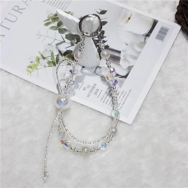 Cell Phone Lanyard 26cm Colorful Crystal Double Chain Phone Chain Wrist Strap