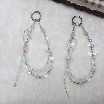 Cell Phone Lanyard 26cm Colorful Crystal Double Chain Phone Chain Wrist Strap
