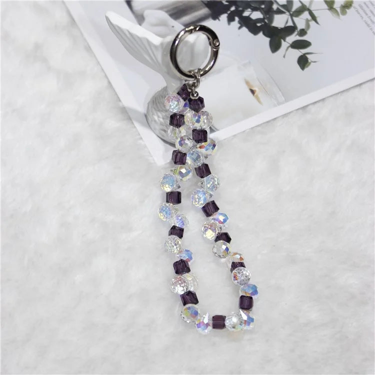 Cell Phone Lanyard 28cm Indirect Grape Beads Phone Chain Wrist Strap
