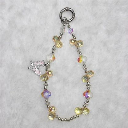 Cell Phone Lanyard 26cm Butterfly Charm Grape Beads Phone Chain Wrist Strap