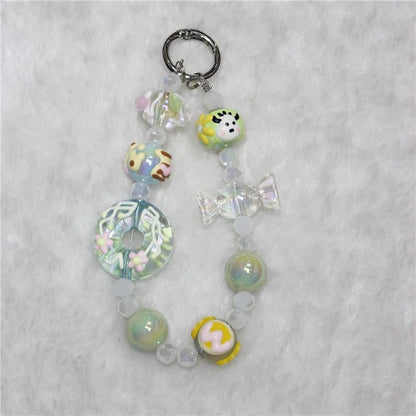 Beaded Phone Lanyard Anti-Lost Short 26cm Phone Charm Doughnut Wristlet Bracelet