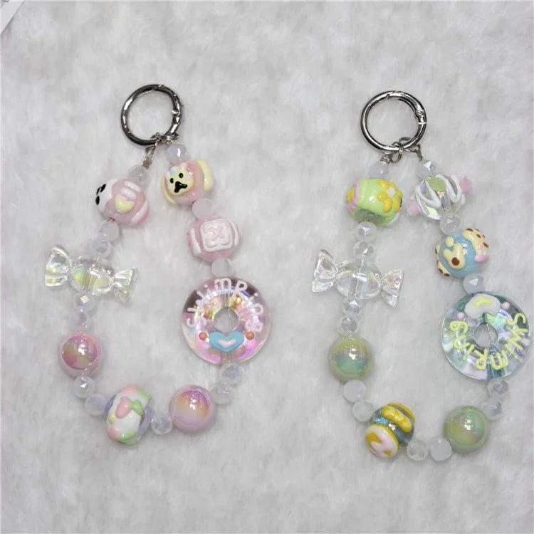Beaded Phone Lanyard Anti-Lost Short 26cm Phone Charm Doughnut Wristlet Bracelet