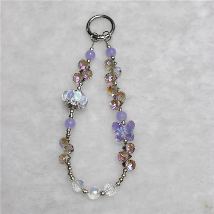 Phone Charm Strap Grape Bead Phone Lanyard Short 26cm Phone Wrist Strap