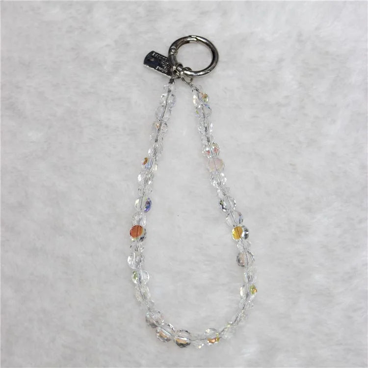 Crystal Bead Phone Lanyard Short 26cm Mobile Phone Bracelet Anti-Lost Chain