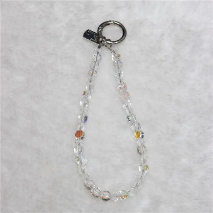 Crystal Bead Phone Lanyard Short 26cm Mobile Phone Bracelet Anti-Lost Chain