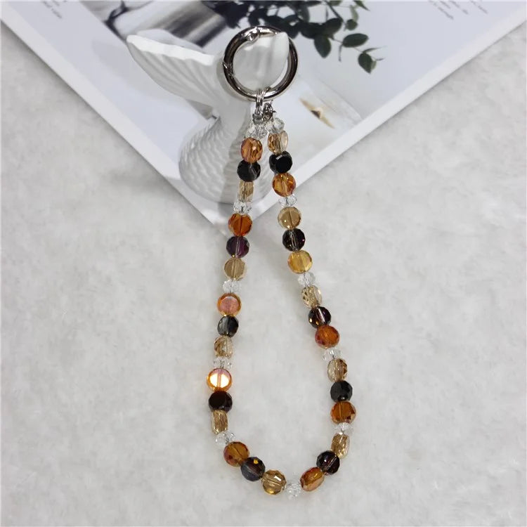 Crystal Bead Phone Lanyard Short 26cm Mobile Phone Bracelet Anti-Lost Chain