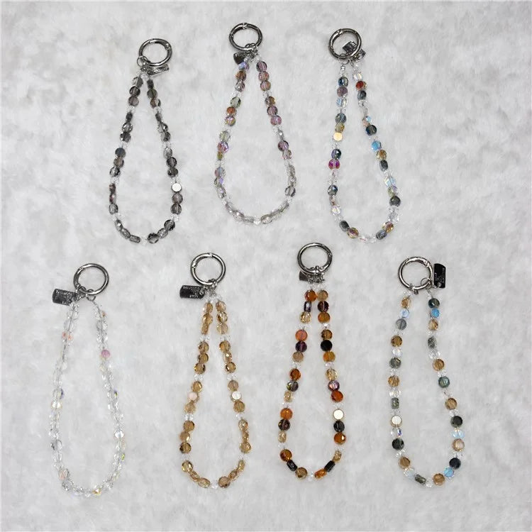 Crystal Bead Phone Lanyard Short 26cm Mobile Phone Bracelet Anti-Lost Chain