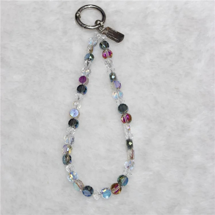 Crystal Bead Phone Lanyard Short 26cm Mobile Phone Bracelet Anti-Lost Chain