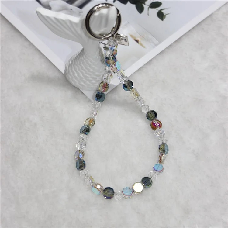 Crystal Bead Phone Lanyard Short 26cm Mobile Phone Bracelet Anti-Lost Chain