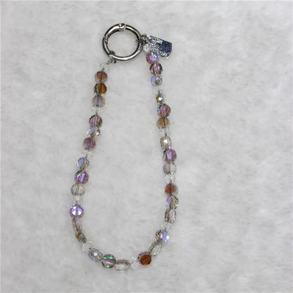 Crystal Bead Phone Lanyard Short 26cm Mobile Phone Bracelet Anti-Lost Chain