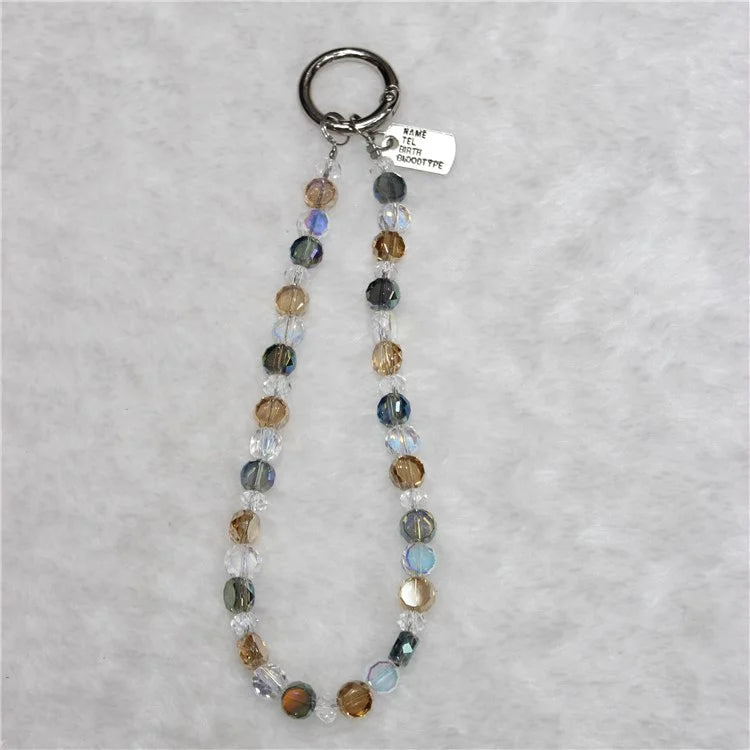Crystal Bead Phone Lanyard Short 26cm Mobile Phone Bracelet Anti-Lost Chain