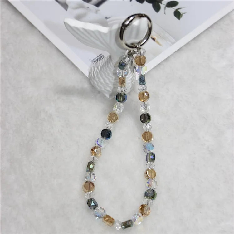 Crystal Bead Phone Lanyard Short 26cm Mobile Phone Bracelet Anti-Lost Chain