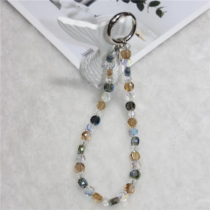 Crystal Bead Phone Lanyard Short 26cm Mobile Phone Bracelet Anti-Lost Chain