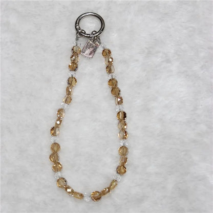 Crystal Bead Phone Lanyard Short 26cm Mobile Phone Bracelet Anti-Lost Chain