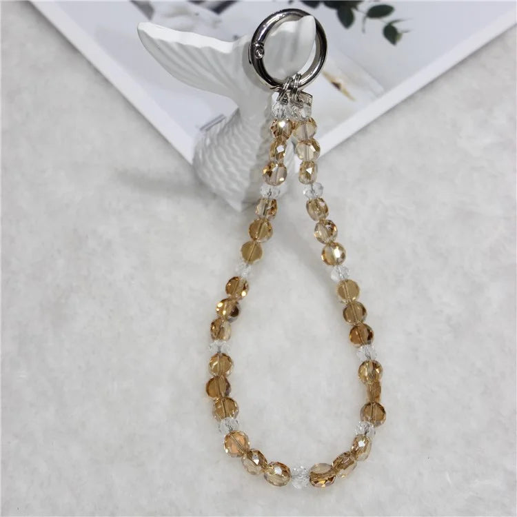 Crystal Bead Phone Lanyard Short 26cm Mobile Phone Bracelet Anti-Lost Chain