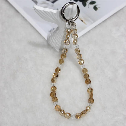 Crystal Bead Phone Lanyard Short 26cm Mobile Phone Bracelet Anti-Lost Chain