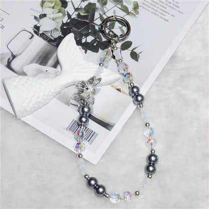 Bead Phone Lanyard Short 26cm Butterfly Hand Wrist Strap Phone Chain Strings