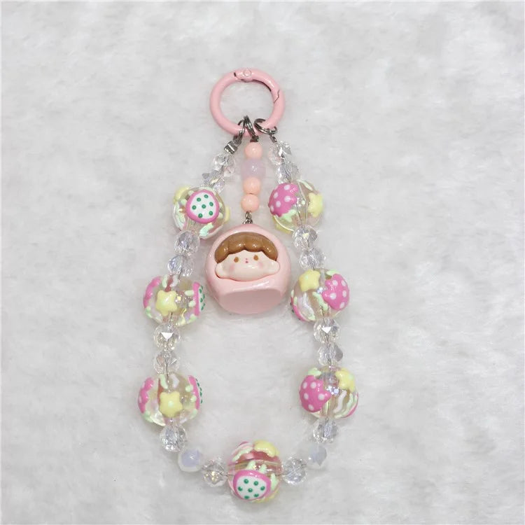 Doll Bead Phone Wrist Strap Short 26cm Chain Mobile Phone Lanyard