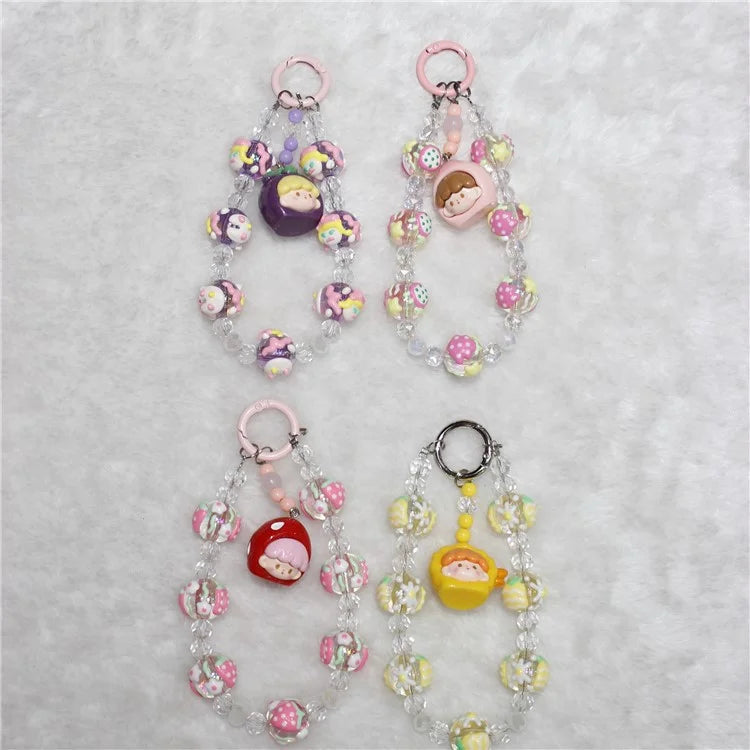 Doll Bead Phone Wrist Strap Short 26cm Chain Mobile Phone Lanyard