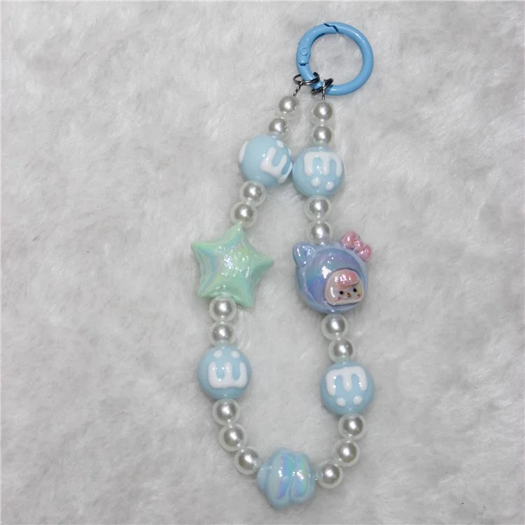 Phone Charms Phone Strap Short 26cm Star Beaded Anti-Lost Phone Chain