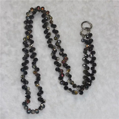 Phone Strap Strawberry Crystal Beads Necklace Crossbody Neck Lanyard with Tether Tab, Total Length: 120cm