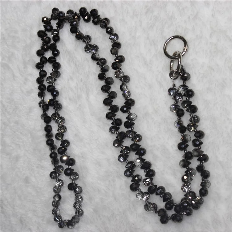 Phone Strap Strawberry Crystal Beads Necklace Crossbody Neck Lanyard with Tether Tab, Total Length: 120cm