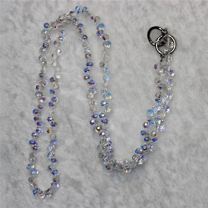 Phone Strap Strawberry Crystal Beads Necklace Crossbody Neck Lanyard with Tether Tab, Total Length: 120cm