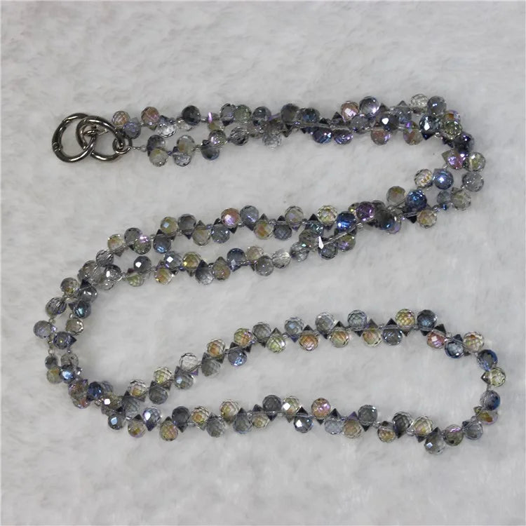 Phone Strap Strawberry Crystal Beads Necklace Crossbody Neck Lanyard with Tether Tab, Total Length: 120cm