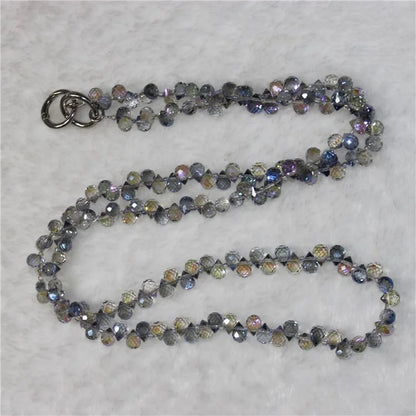 Phone Strap Strawberry Crystal Beads Necklace Crossbody Neck Lanyard with Tether Tab, Total Length: 120cm