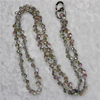 Phone Strap Strawberry Crystal Beads Necklace Crossbody Neck Lanyard with Tether Tab, Total Length: 120cm