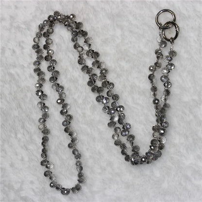 Phone Strap Strawberry Crystal Beads Necklace Crossbody Neck Lanyard with Tether Tab, Total Length: 120cm