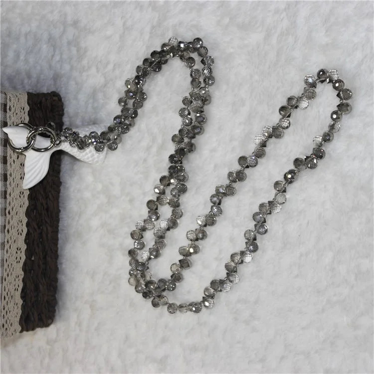 Phone Strap Strawberry Crystal Beads Necklace Crossbody Neck Lanyard with Tether Tab, Total Length: 120cm
