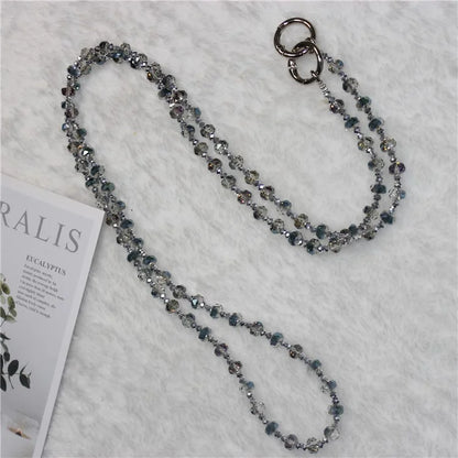 Mobile Phone Lanyard Wheel Crystal Beads Crossbody Phone Beads Strap with Tether Tab, Total Length: 120cm