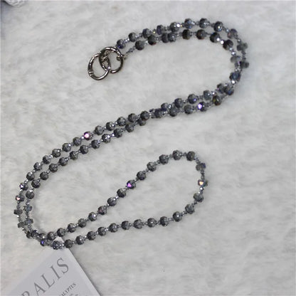 Mobile Phone Lanyard Wheel Crystal Beads Crossbody Phone Beads Strap with Tether Tab, Total Length: 120cm