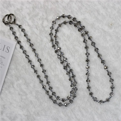 Mobile Phone Lanyard Wheel Crystal Beads Crossbody Phone Beads Strap with Tether Tab, Total Length: 120cm