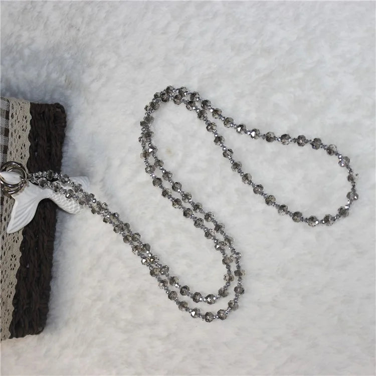 Mobile Phone Lanyard Wheel Crystal Beads Crossbody Phone Beads Strap with Tether Tab, Total Length: 120cm