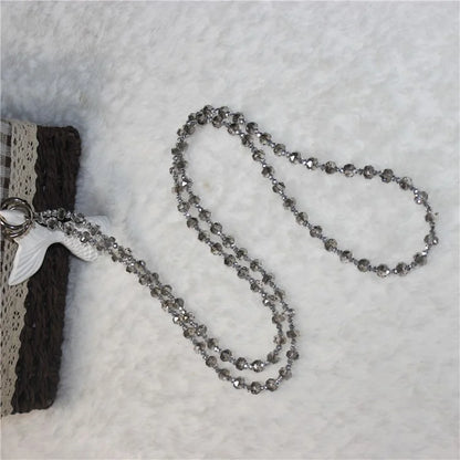 Mobile Phone Lanyard Wheel Crystal Beads Crossbody Phone Beads Strap with Tether Tab, Total Length: 120cm